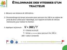 Étalonnage des vitesses d`un tracteur