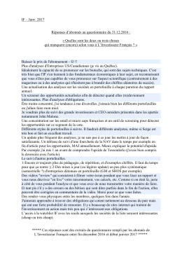 lire leurs réponses - L`Investisseur Français