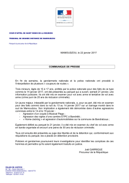 Communiqu&eacute; procureur