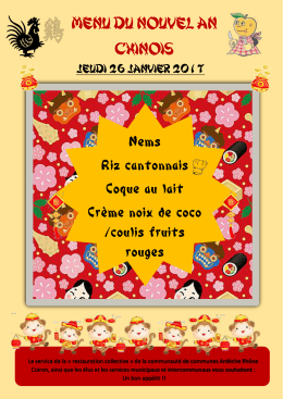 MENU DU NOUVEL AN CHINOIS Nems Riz - Barres