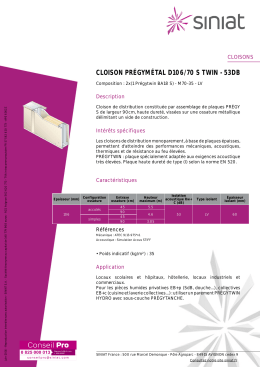 fiche technique : Cloison PREGYMETAL D106-70 S TWIN