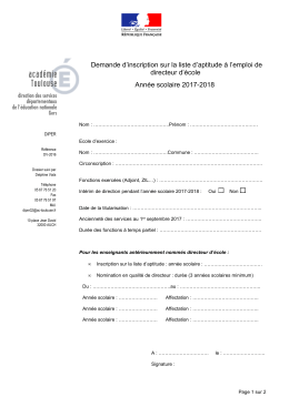 Formulaire de demande d`inscription sur la liste d`aptitude aux