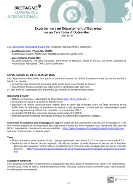 Exporter vers un D&eacute;partement d`Outre-Mer ou un Territoire d`Outre-Mer
