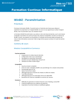 WinBIZ - Paramétrisation - HES-SO Valais