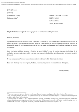 Lettre de R&eacute;siliation aux services