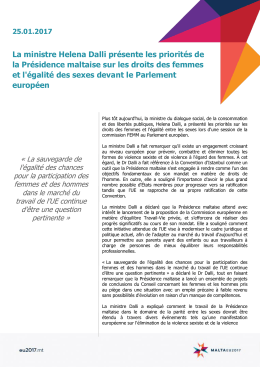 La ministre Helena Dalli pr&eacute;sente les priorit&eacute;s de la