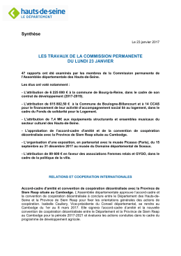 Synthèse LES TRAVAUX DE LA COMMISSION PERMANENTE DU