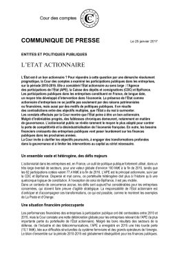 Communiques - L`État actionnaire