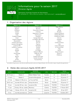 Informations générales pour la saison 2017
