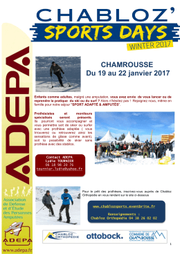 CHAMROUSSE Du 19 au 22 janvier 2017