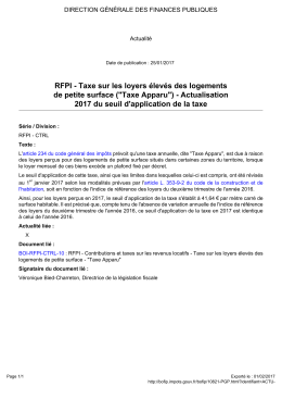 RFPI - Taxe sur les loyers élevés des logements de petite