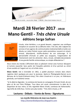 Mardi 28 février 2017 - 20h30 Mano Gentil