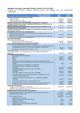 Quelques nouveaux montants fiscaux à partir du 01.01.2017 A partir
