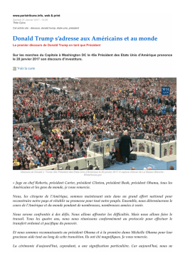 Donald Trump s`adresse aux Am&eacute;ricains et au monde