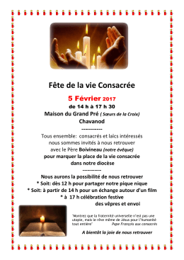 Invitation f&ecirc;te Vie Consacr&eacute;e f&eacute;vrier