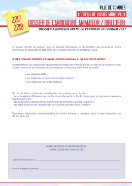 Dossier De canDiDature animateur / Directeur