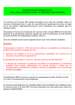 D&eacute;cision admis concours SOG 1 session