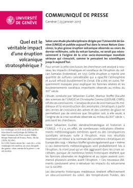 COMMUNIQU&Eacute; DE PRESSE - Universit&eacute; de Gen&egrave;ve