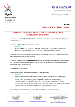 Projet d`activité GRADES 2017 - Ligue Grand Est de Judo et