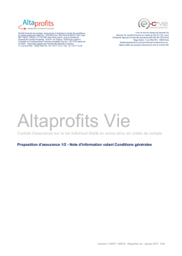 Conditions générales Altaprofits Vie
