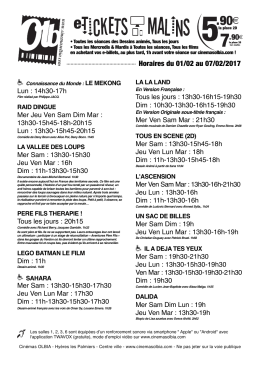 programmes hebdomadaires