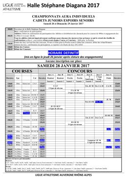 horaire definitif - Ligue Auvergne / Rhône