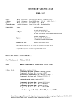 rentree etablissement 2012 - 2013