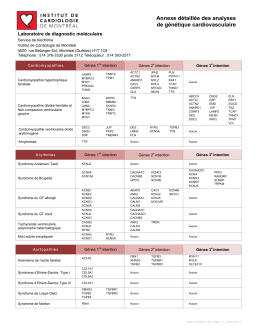 Annexe d&eacute;taill&eacute;e des analyses de g&eacute;n&eacute;tique cardiovasculaire