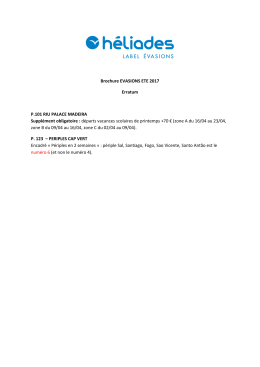 Erratum brochure Evasions d`été 2017