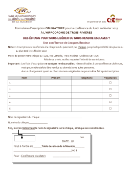 Formulaire d`inscription OBLIGATOIRE pour la conférence