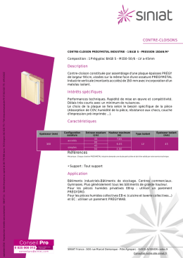 Contre-cloison PREGYMETAL Industrie - 1 BA18 S