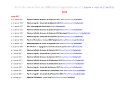 Liste des dernières modifications apportées au site (avec chemin d