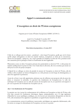Télécharger l`appel à contributions - EDIEC
