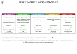 menus scolaires du 30 janvier au 3 fevrier 2017