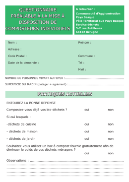 QUESTIONNAIRE PRéALABLE à LA MISE à