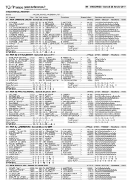 R1 - VINCENNES - Samedi 28 Janvier 2017