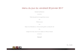 Menu du jour du vendredi 20 janvier 2017