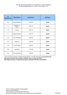 Liste des laboratoires agréés pour la recherche