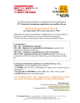 Le Conservatoire de Paris et La Semaine du Son organisent le 4&egrave;me