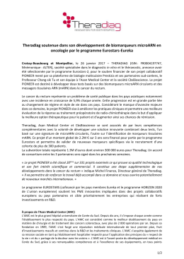 Theradiag soutenue dans son développement de biomarqueurs