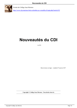 Nouveautés du CDI - Collège Jean Mermoz