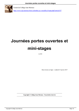 Journées portes ouvertes et mini-stages