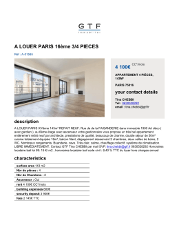 A LOUER PARIS 16ème 3/4 PIECES 4 500
