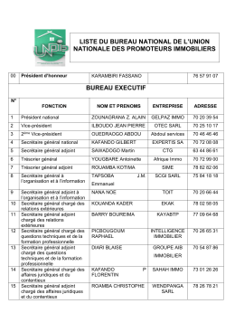 bureau executif liste du bureau national de l`union nationale des