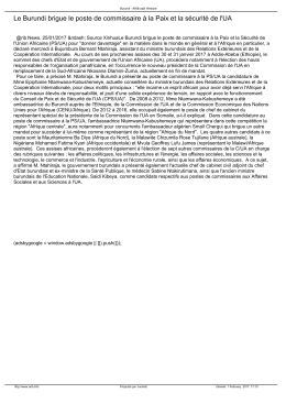 Le Burundi brigue le poste de commissaire à la Paix et la