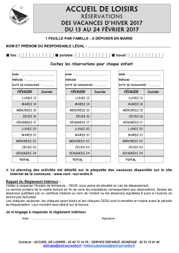 Calendrier des r&eacute;servations - Nort-sur
