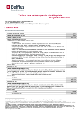 Tarifs et taux valables pour la clientèle privée