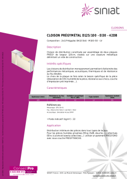 fiche technique : Cloison PREGYMETAL D125-100 - EI30