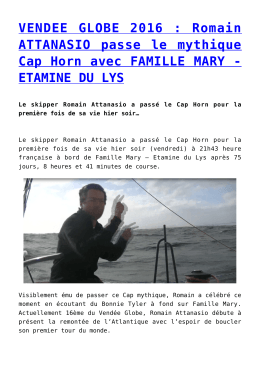 VENDEE GLOBE 2016 : Romain ATTANASIO passe le mythique