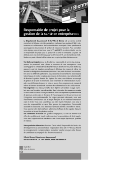 Responsable de projet pour la gestion de la santé en entreprise80%